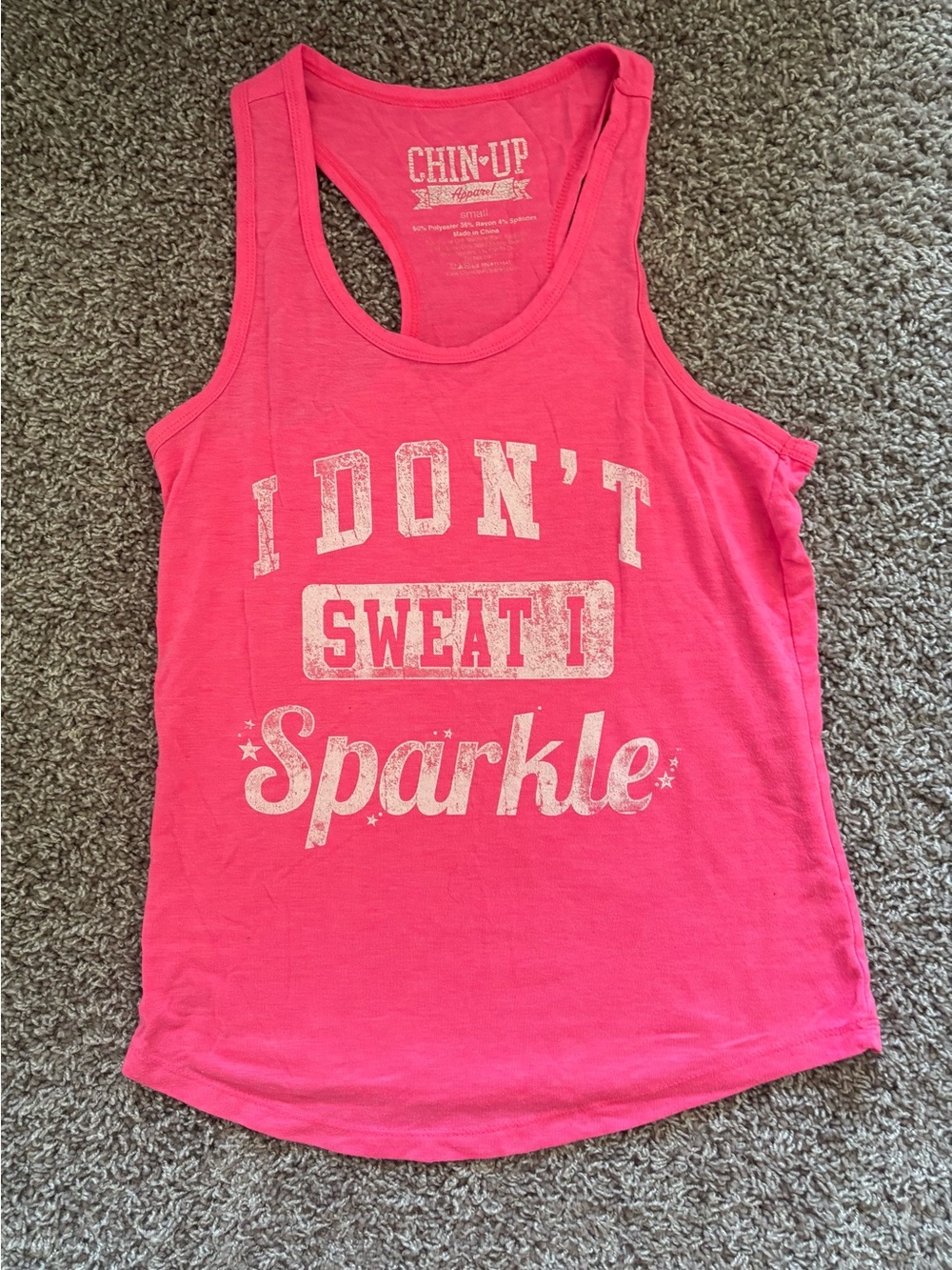 Chin Up Apparel Bright Pink Girls' Sparkle Graphic Tank